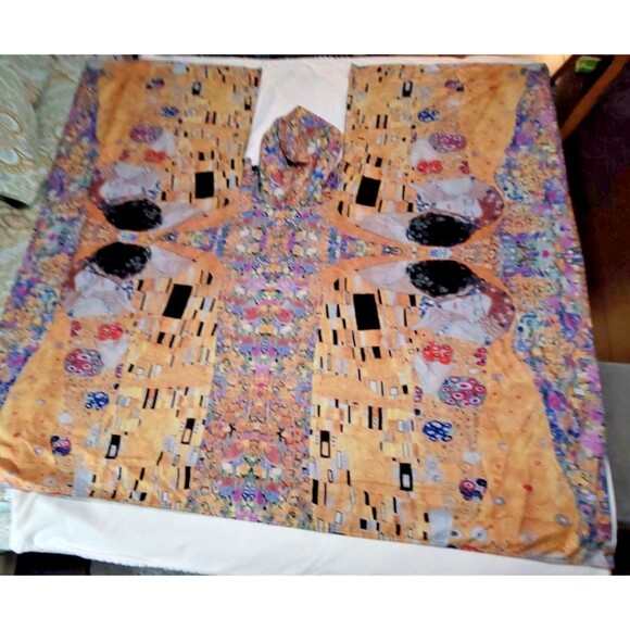 Gustav Klimt The Kiss Galleria Rain Cape w/Hood Travel Pouch Reversible One Size - Picture 11 of 14